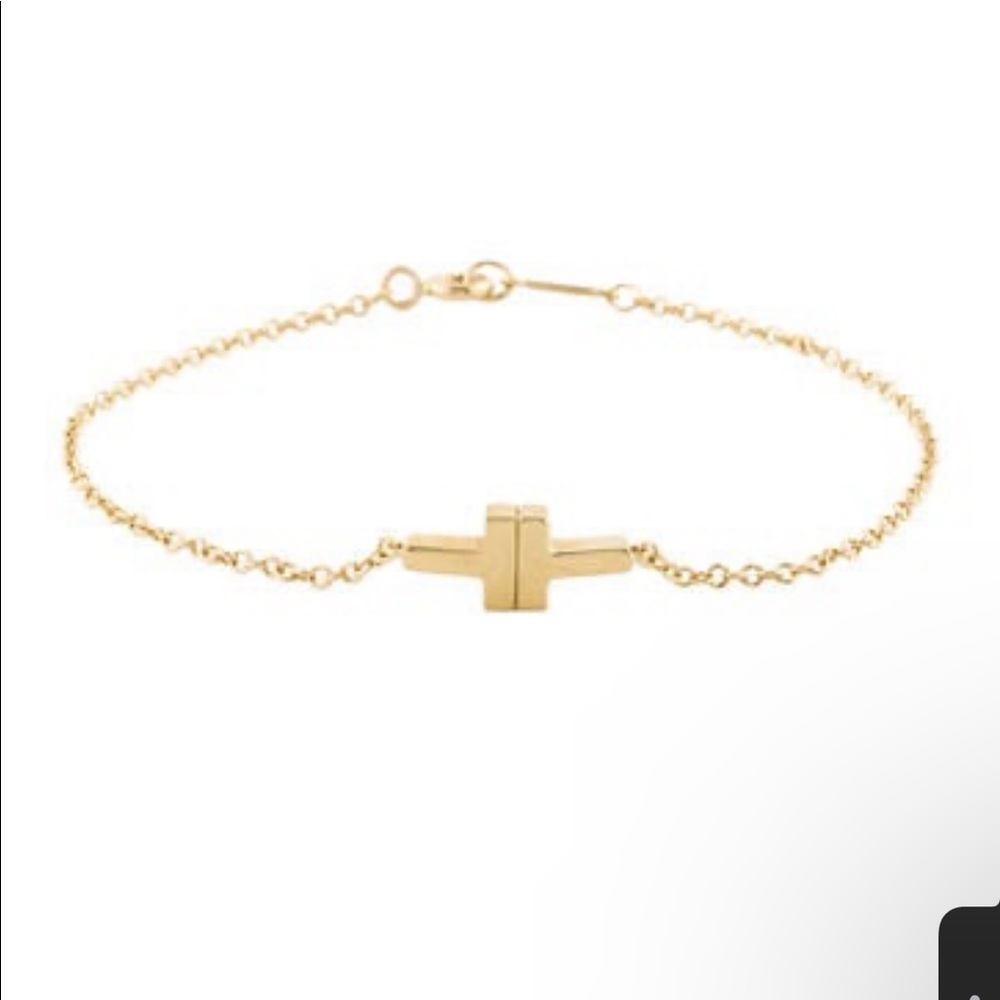 Tiffany & Co. 18K Yello Gold T two Single Chain Bracelet